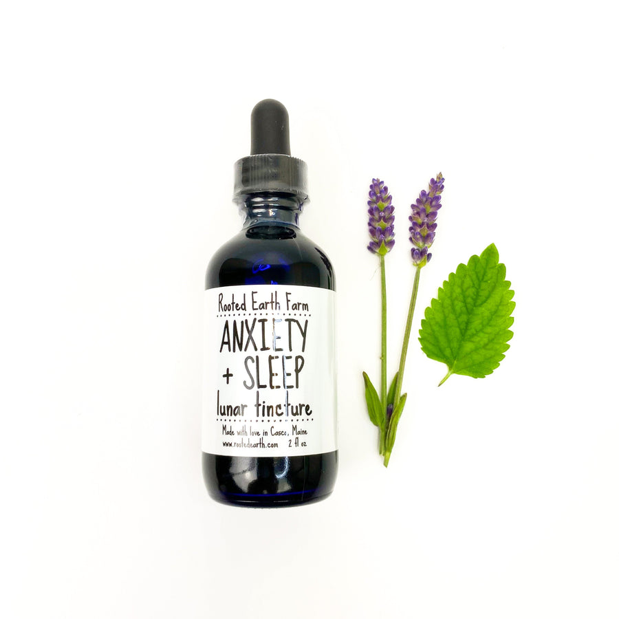 2 oz bottle of gluten free anxiety and sleep tincture, herbal extract