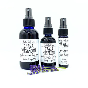 chaga mushroom face toner, lavender scented, plant based skin care