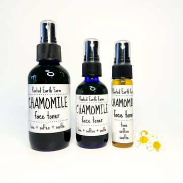 Chamomile face toner, soothes red skin, herbal infused, plant based, natural