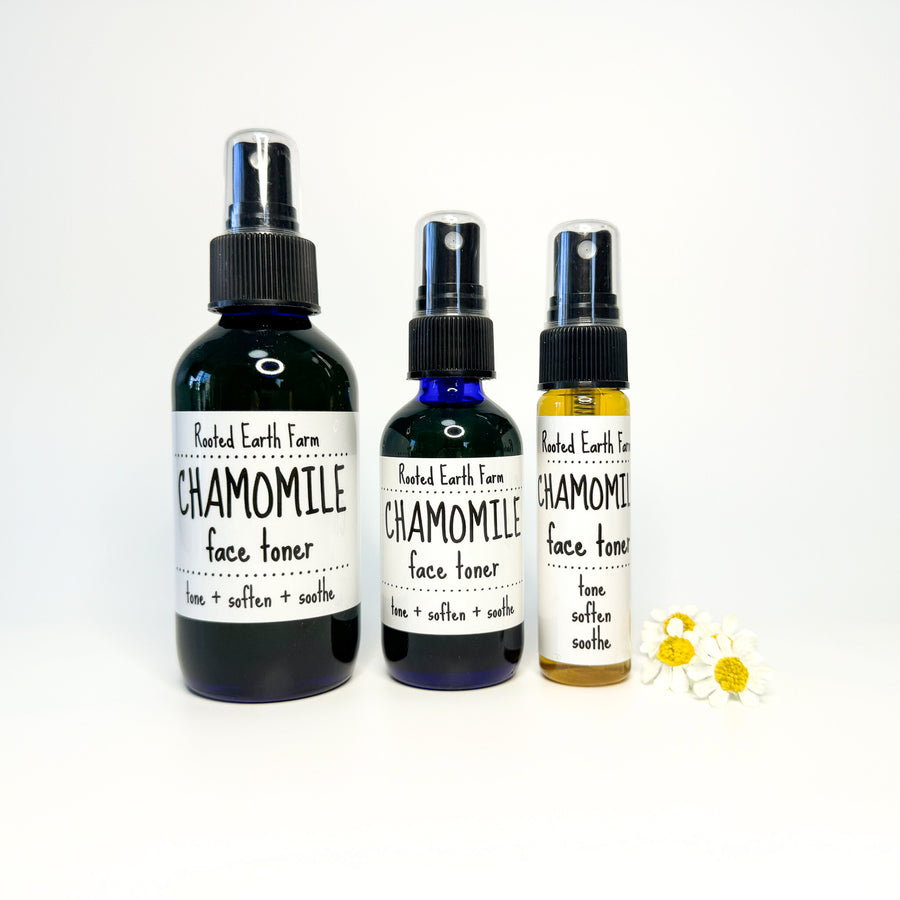 chamomile natural facial toner, plant based, herb infused