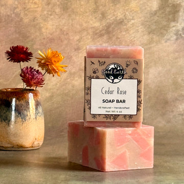 cedar rose soap, palm free, handmade, natural, essential oils