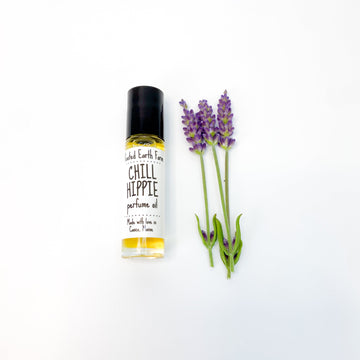 chill hippie perfume oil, natural perfumes, patchouli perfume, lavender perfume, hippy perfume