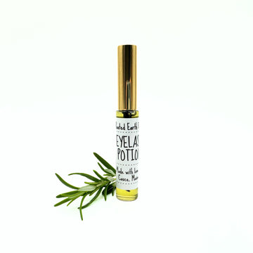 eyelash growth serum, eyelash potion, long lashes, castor oil serum, herbal infused eyelash serum, plant based