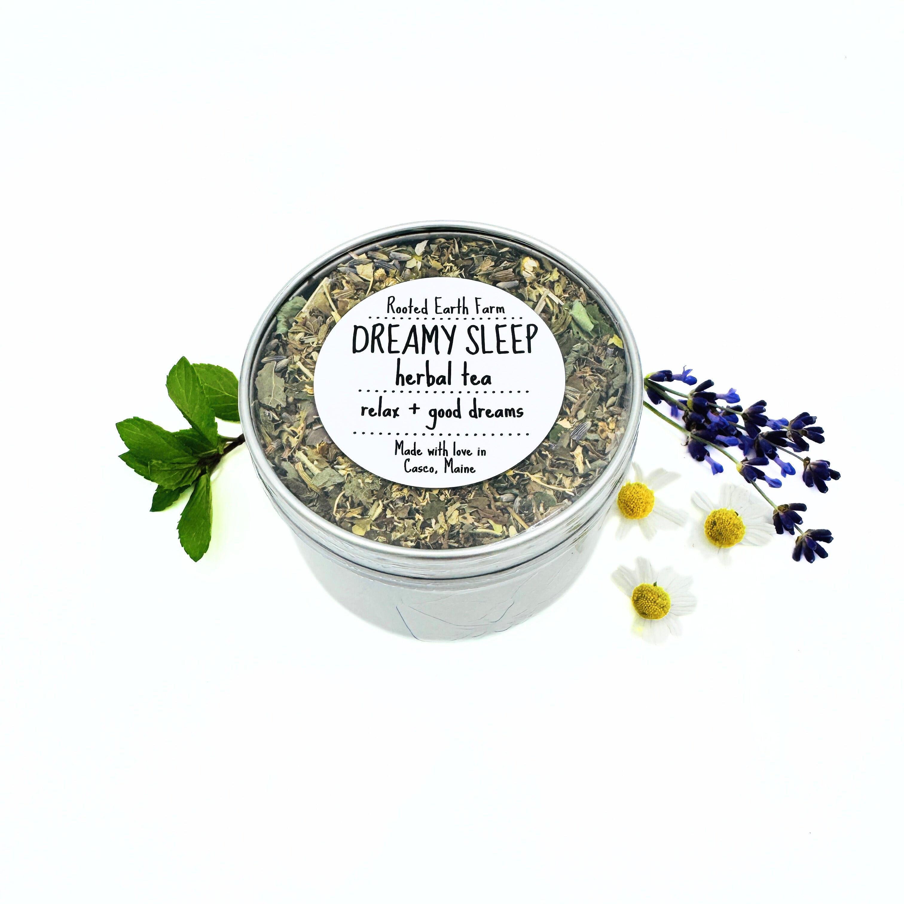 Dreamy Sleep Herbal Tea Tin - Calming Bedtime Tea – Rooted Earth Farm ...