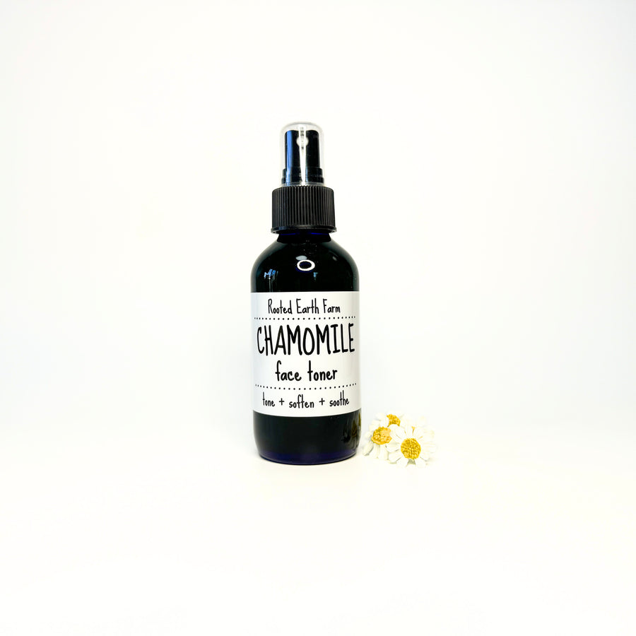 plant based face toner with chamomile infused into aloe and witch hazel