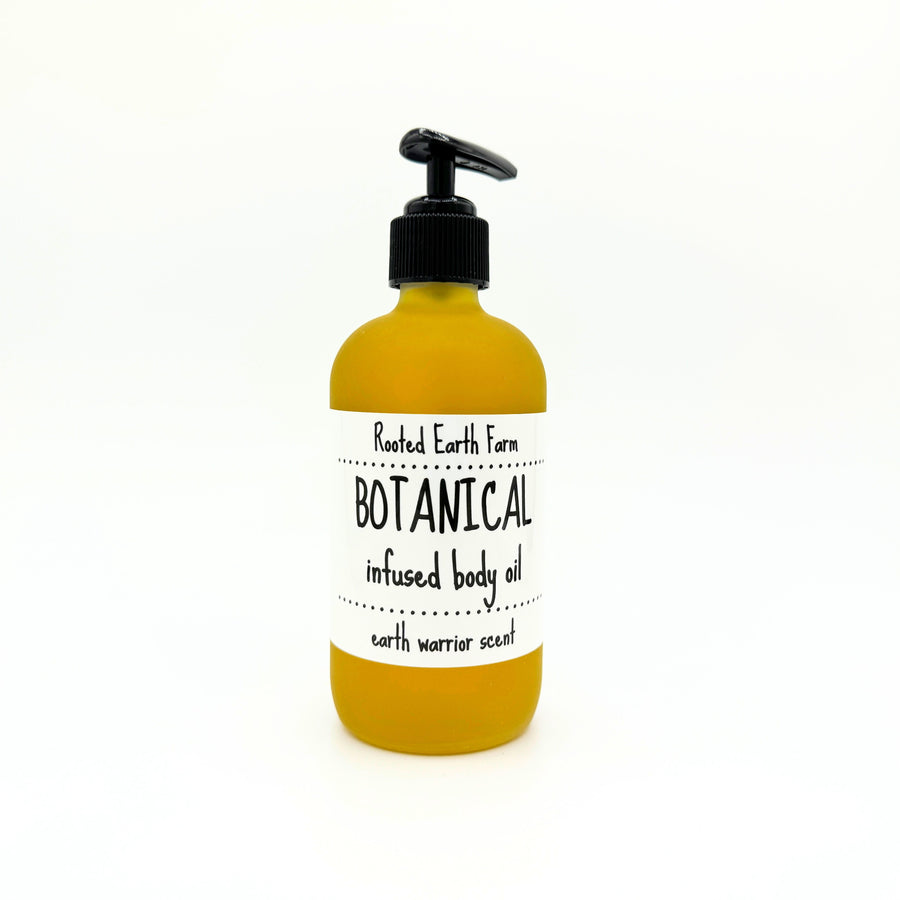 body oil for dry skin, infused with herbs, essential oils