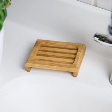 elevated bamboo soap holder