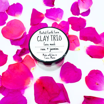 rose and jasmine clay trio face mask