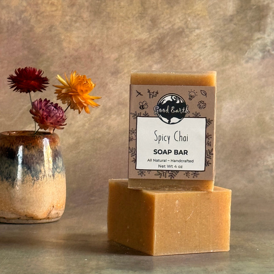 spicy chai tea soap, palm oil free soap, natural hand poured soap