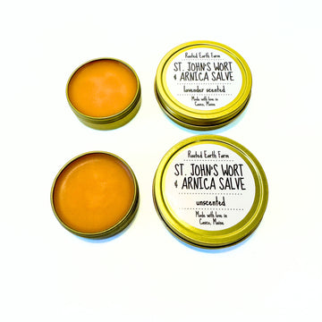 Natural salve infused with st john's wort flowers and arnica flowers