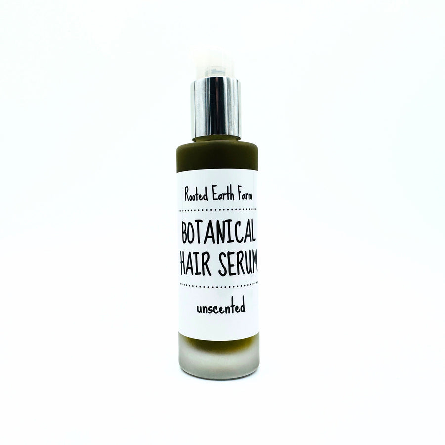 unscented botanical hair serum, herbal infused, plant based, natural rosemary hair oil