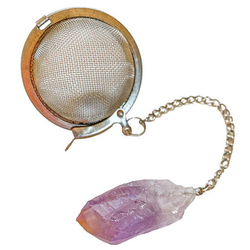 tea ball with amethyst crystal, tea infuser for loose leaf tea