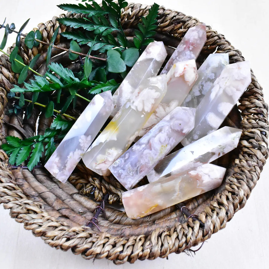 Cherry Blossom Agate Crystal Point, natural crystals, natural stone points