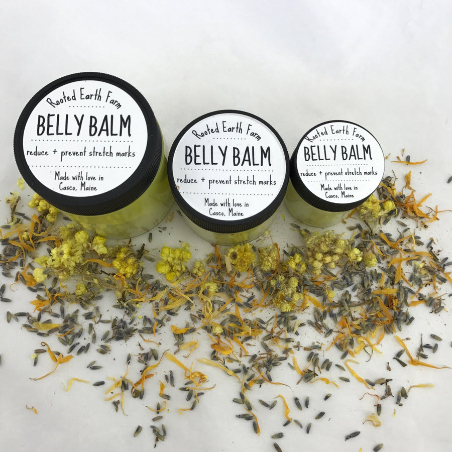 natural belly balm cream with cocoa butter and shea butter, infused with herbs