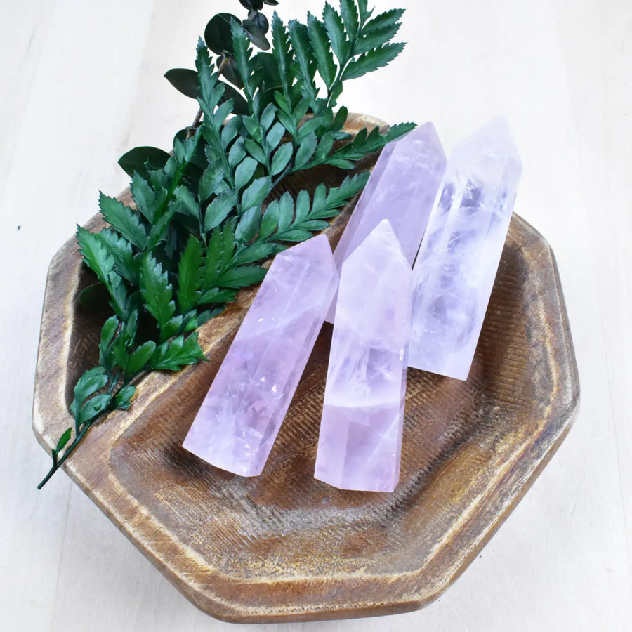 rose quartz point crystal gemstone