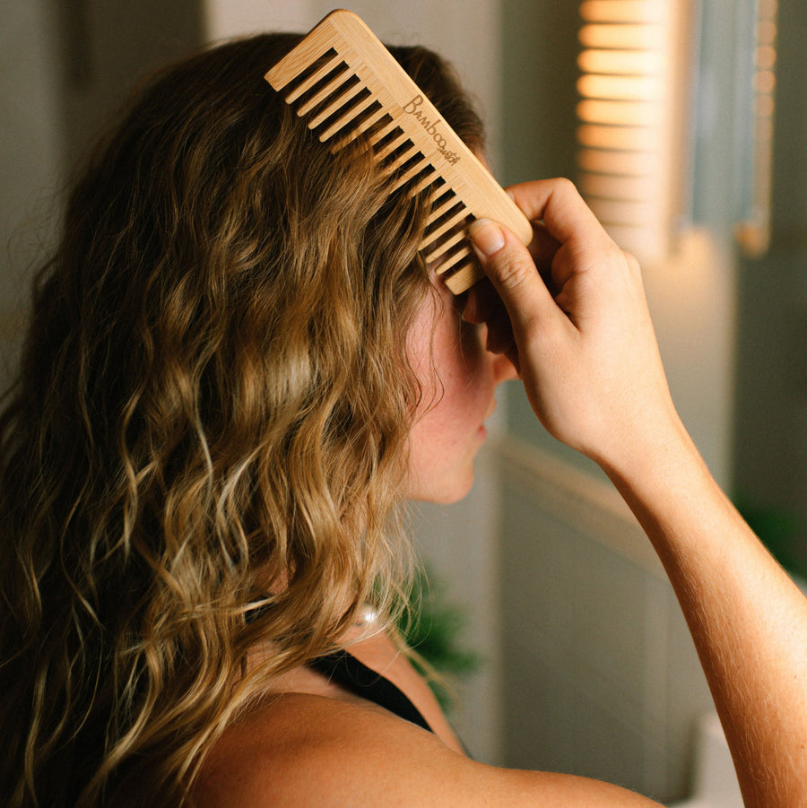 bamboo wide toothed comb curly hair