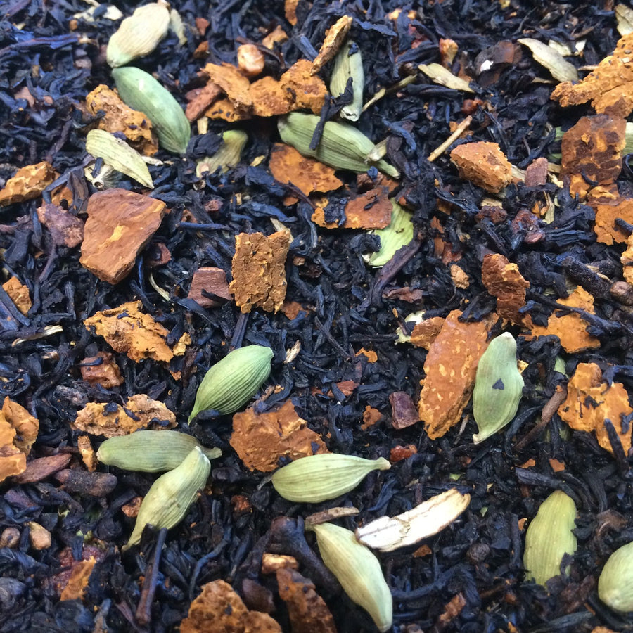 chaga chai tea, black tea with chaga mushroom and chai spices