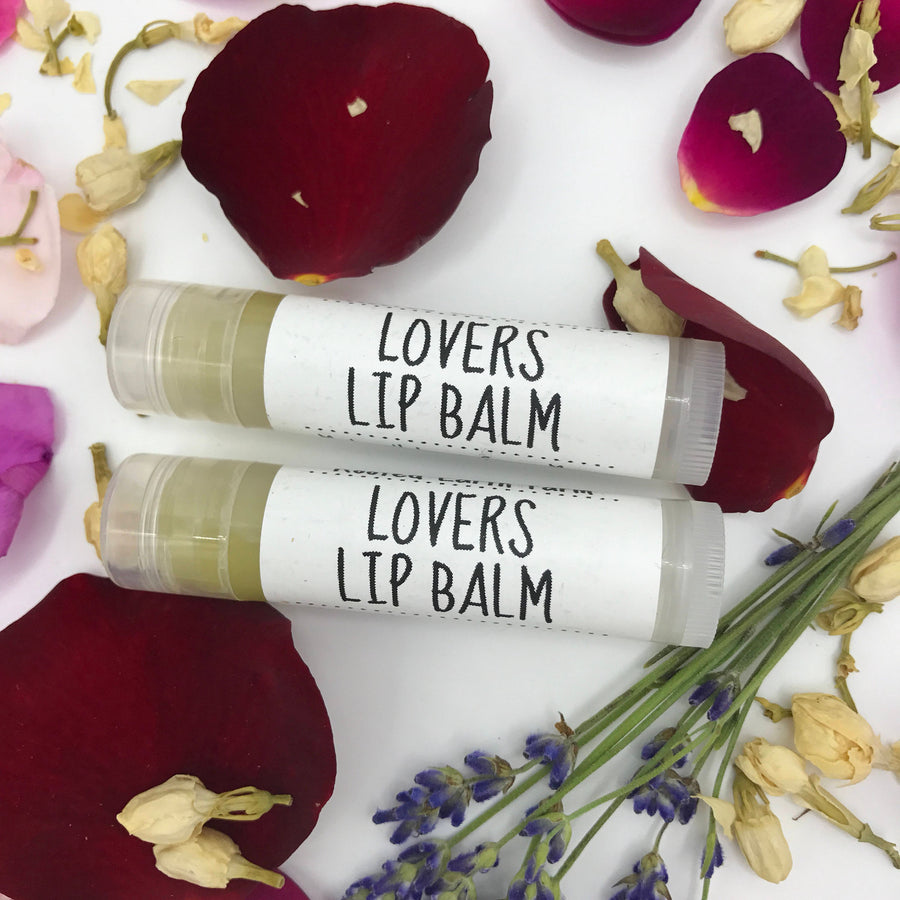 floral lip balm made with organic oils, lovers lip balm, romantic gift idea for valentine's day