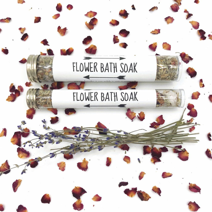 flower salt bath soak, herbal bath salts