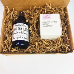 herbal healthy hair spray and scalp massager gift set, lavender scented, hair growth, leave in conditioner