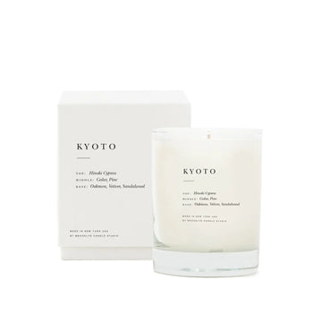 kyoto soy candle, hand poured soy candle, natural candle with essential oils, sandalwood, pine, cedar