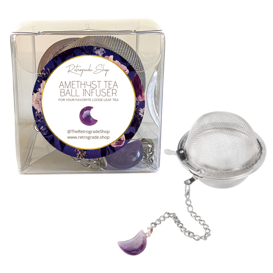 eco-friendly tea ball infuser with amethyst crystal