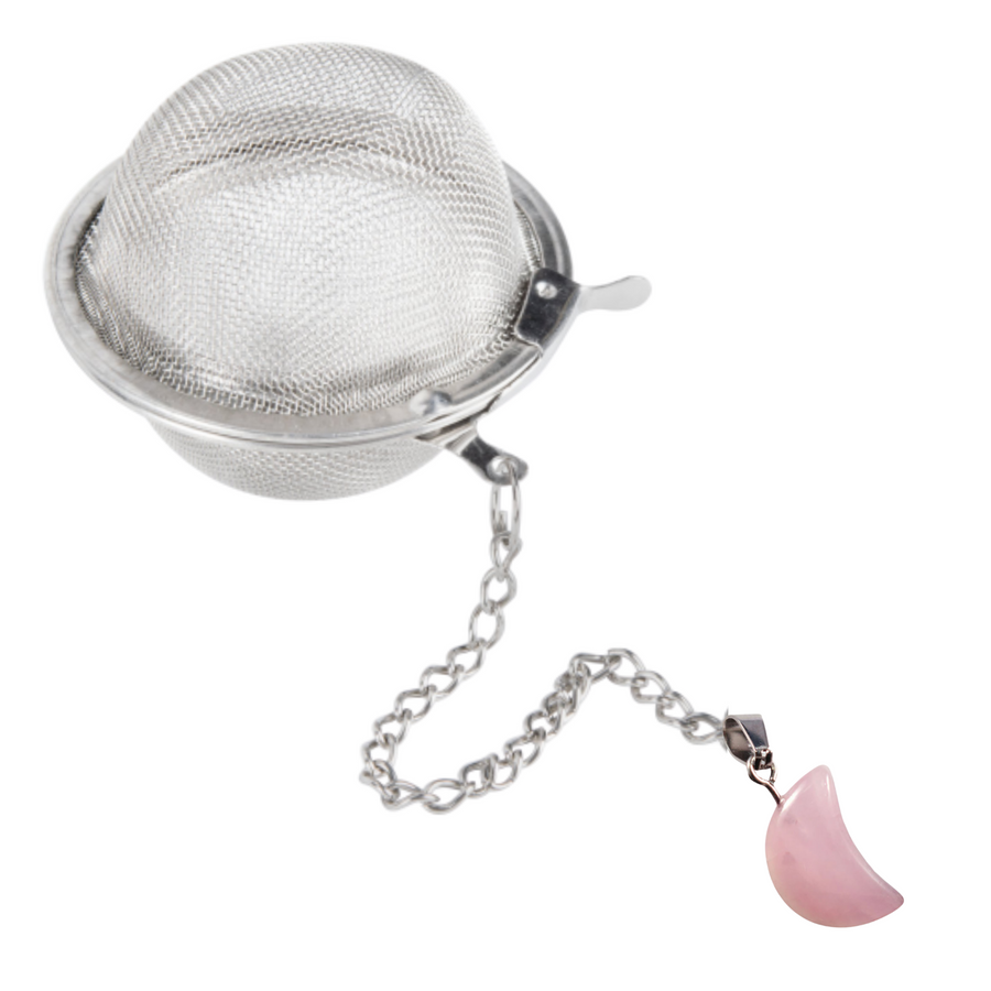 moon rose quartz tea infuser, tea ball for loose leaf tea with crystal moon