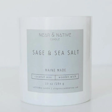 Sage & Sea Salt Wood Wick Coconut Soy Candle - 10 oz