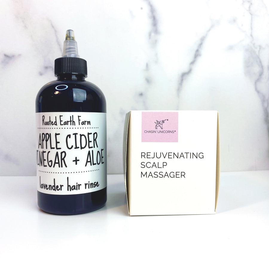 scalp massager and ACV hair rinse gift kit