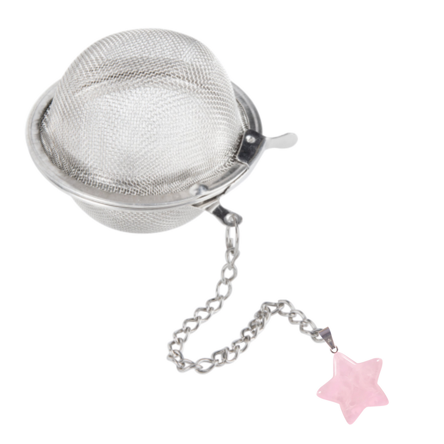 star rose quartz crystal tea ball for infusing herbal teas