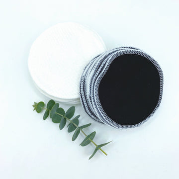 white and black face rounds, cotton bamboo reusable face wipe, reusable makeup remover rounds