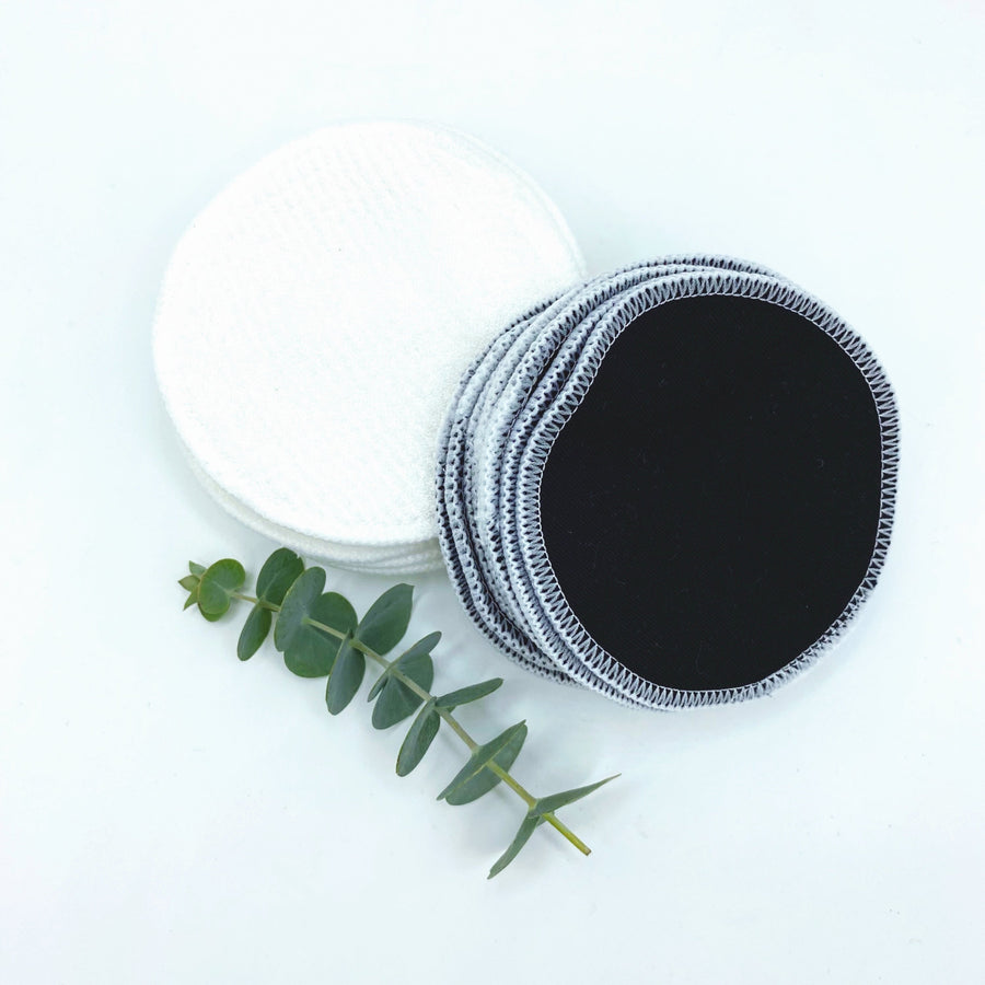 white and black face rounds, cotton bamboo reusable face wipe, reusable makeup remover rounds